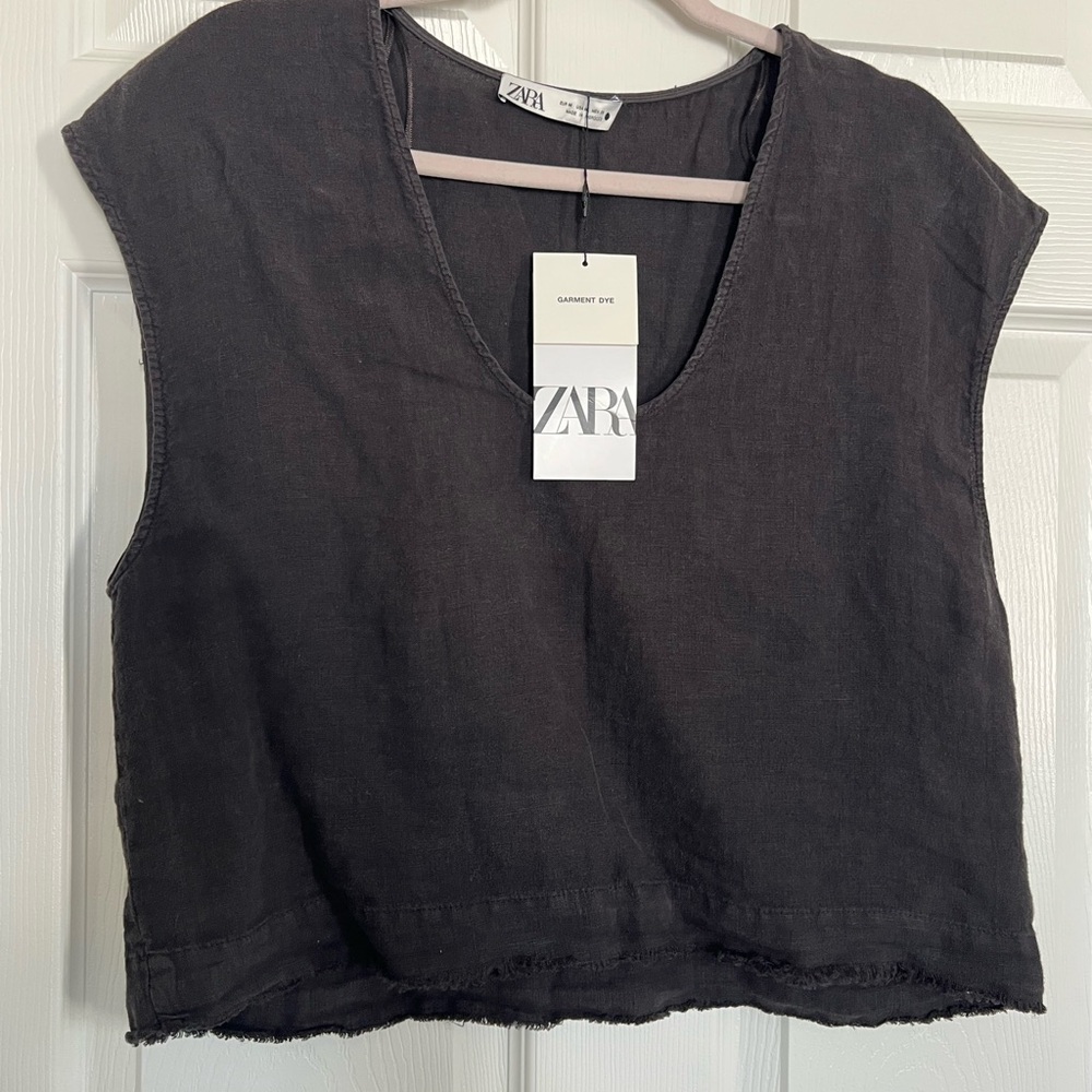 Zara Charcoal Sleeveless Crop Top